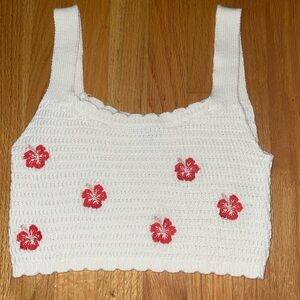 White knit crop top